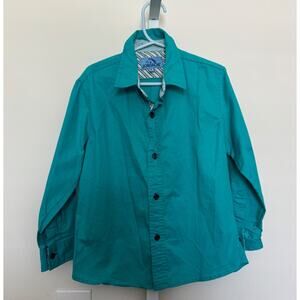 Vintage Jordache Button up Shirt Boys Size 8 Kids Teal 90s Cotton